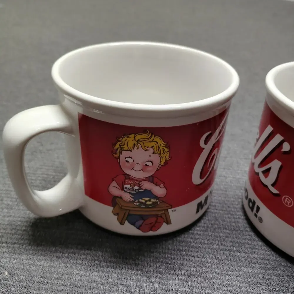 Vintage Campbell's Soup Mugs Set of 2 1998 Campbell Kids Houston Harvest